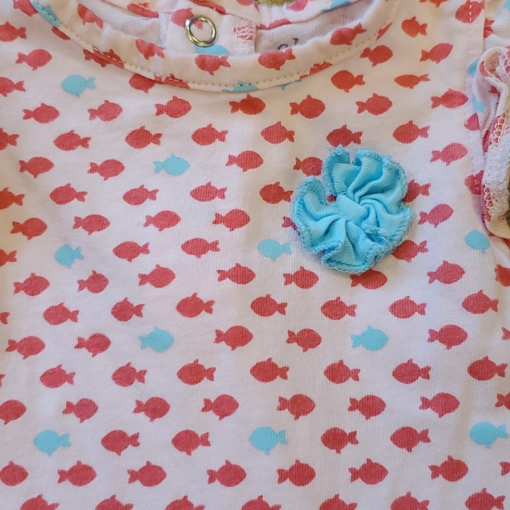 Carter's girls pink fish print dress size 3-6M - Picture 2 of 3